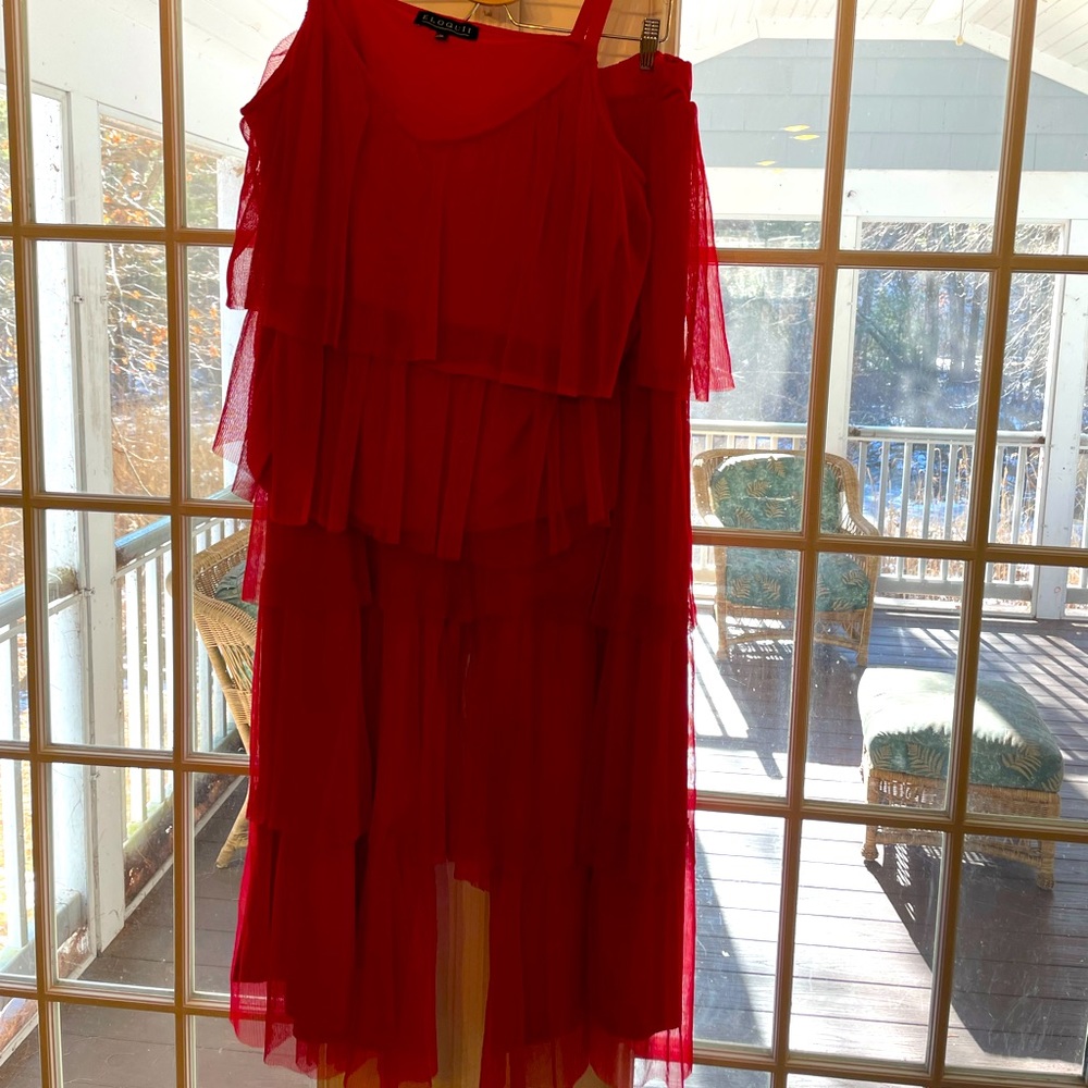 Eloquii 2-piece palazzo statement pants and top, Heart Red - 22/24